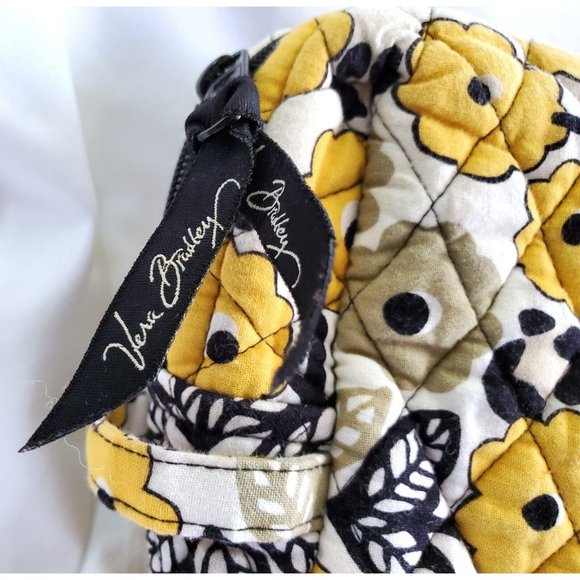 Vera Bradley GO WILD lined Makeup Cosmetics Bag Pouch yellow & black flowers - Picture 5 of 7
